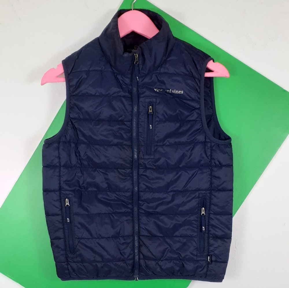 Vineyard Vines Puffer Vest Boys Large Navy